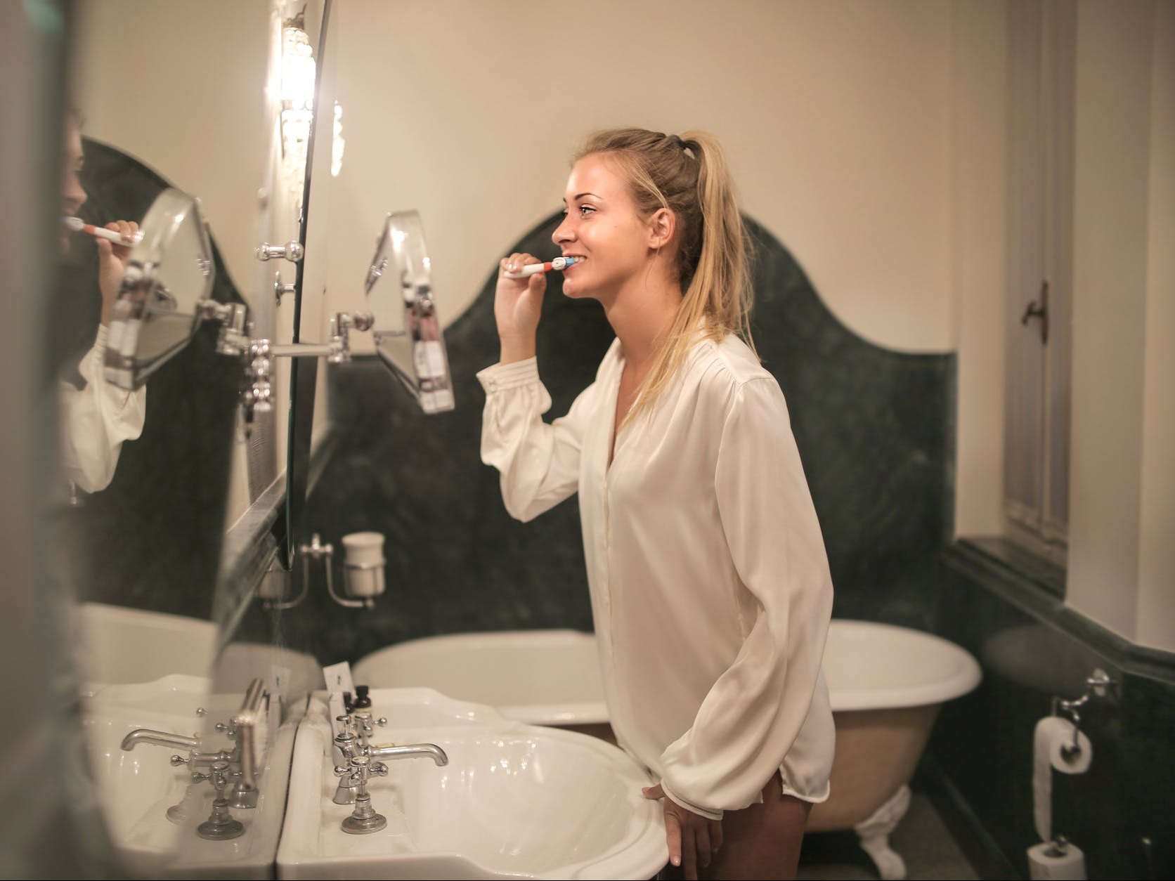 Do you usually brush your teeth or shower/bathe first?